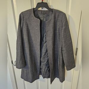 Eileen Fisher Women's Jacket Open Herringbone Lined Long Cotton Size M